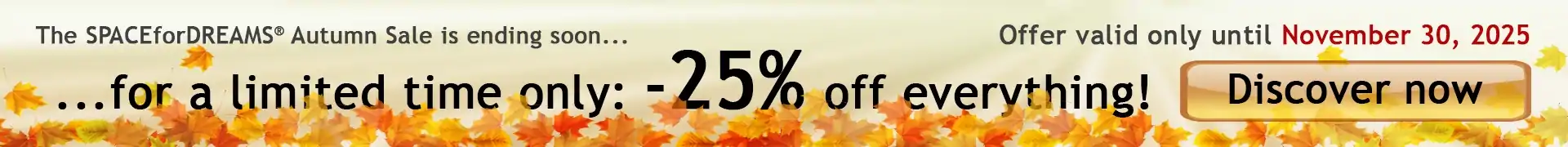 Autumn sale - 25% discount!