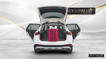 The clever SPACEBED system effortlessly unfolded in a Mercedes GLC, making car camping preparations incredibly easy.