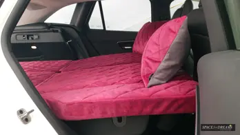 Perfectly insulating foam car mattress in a Mercedes GLC, keeping you warm unlike cold and uncomfortable air beds.