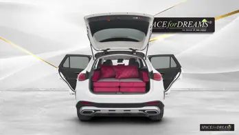 Tiny pack size of the foldable travel mattress in an exclusive bag, keeping the Mercedes GLC trunk free for luggage.