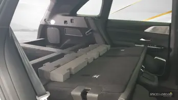   Two people can sleep comfortably on the Magic Rosé car camping pad in the Xpeng G9.